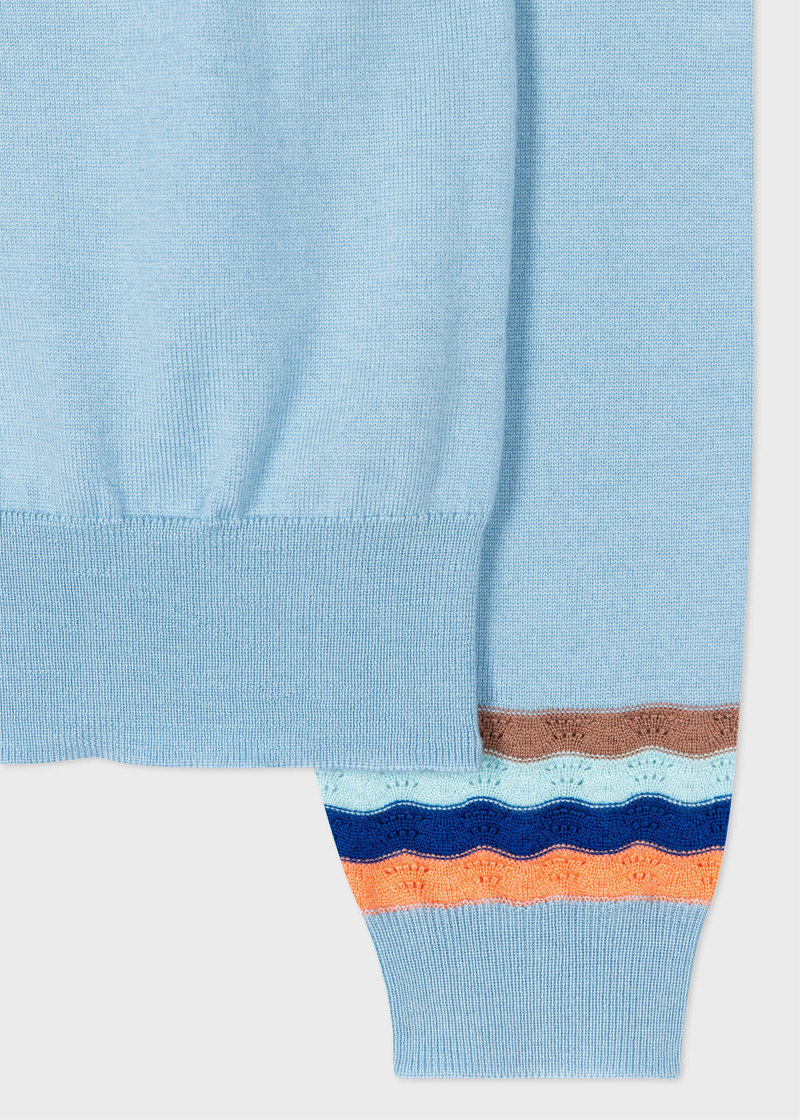 Paul Smith Pale Blue Wool 'Swirl' Sleeve Cardigan outlook