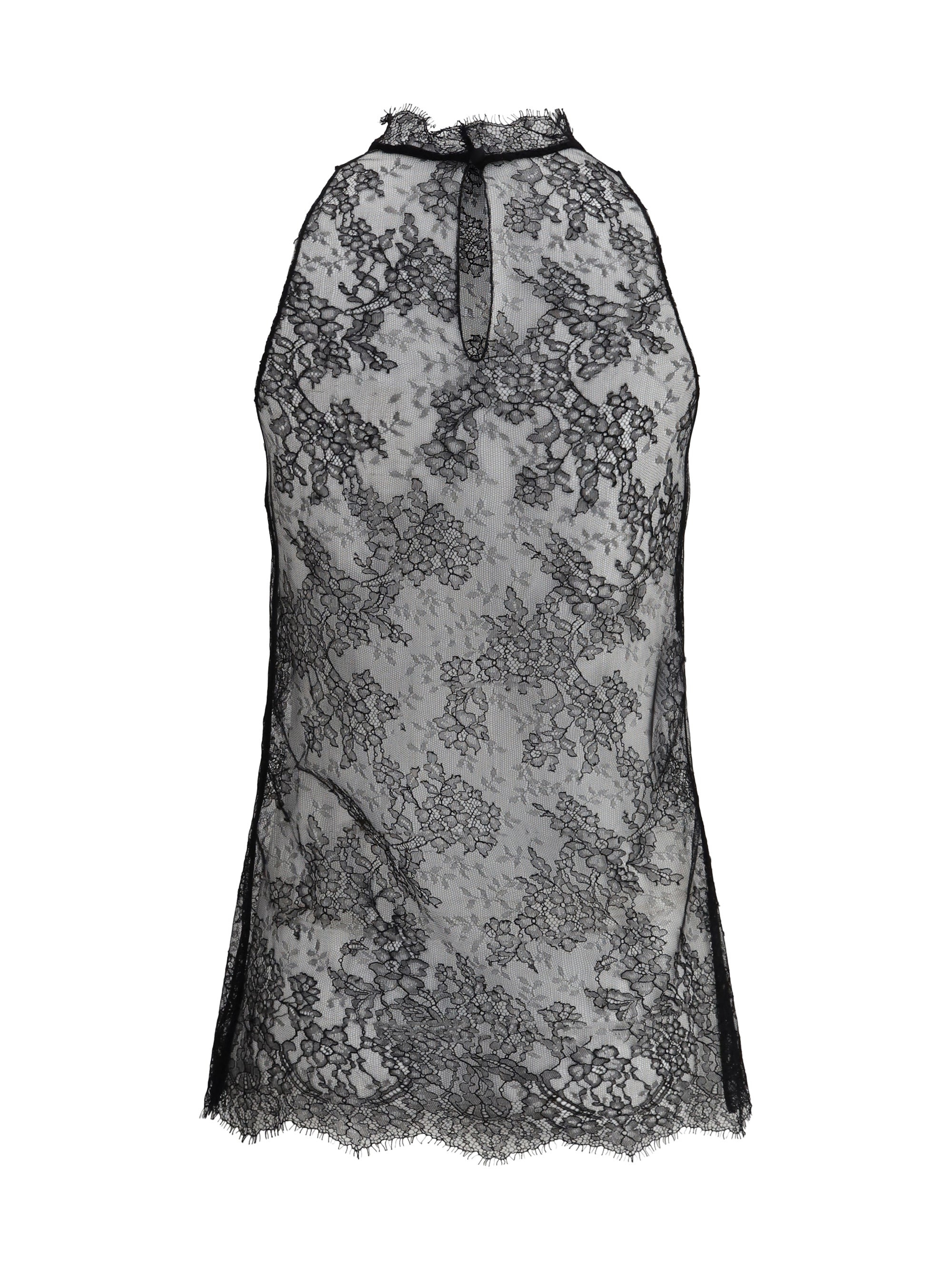 Alexander Mcqueen Women Sleeveless Black Lace Top - 2