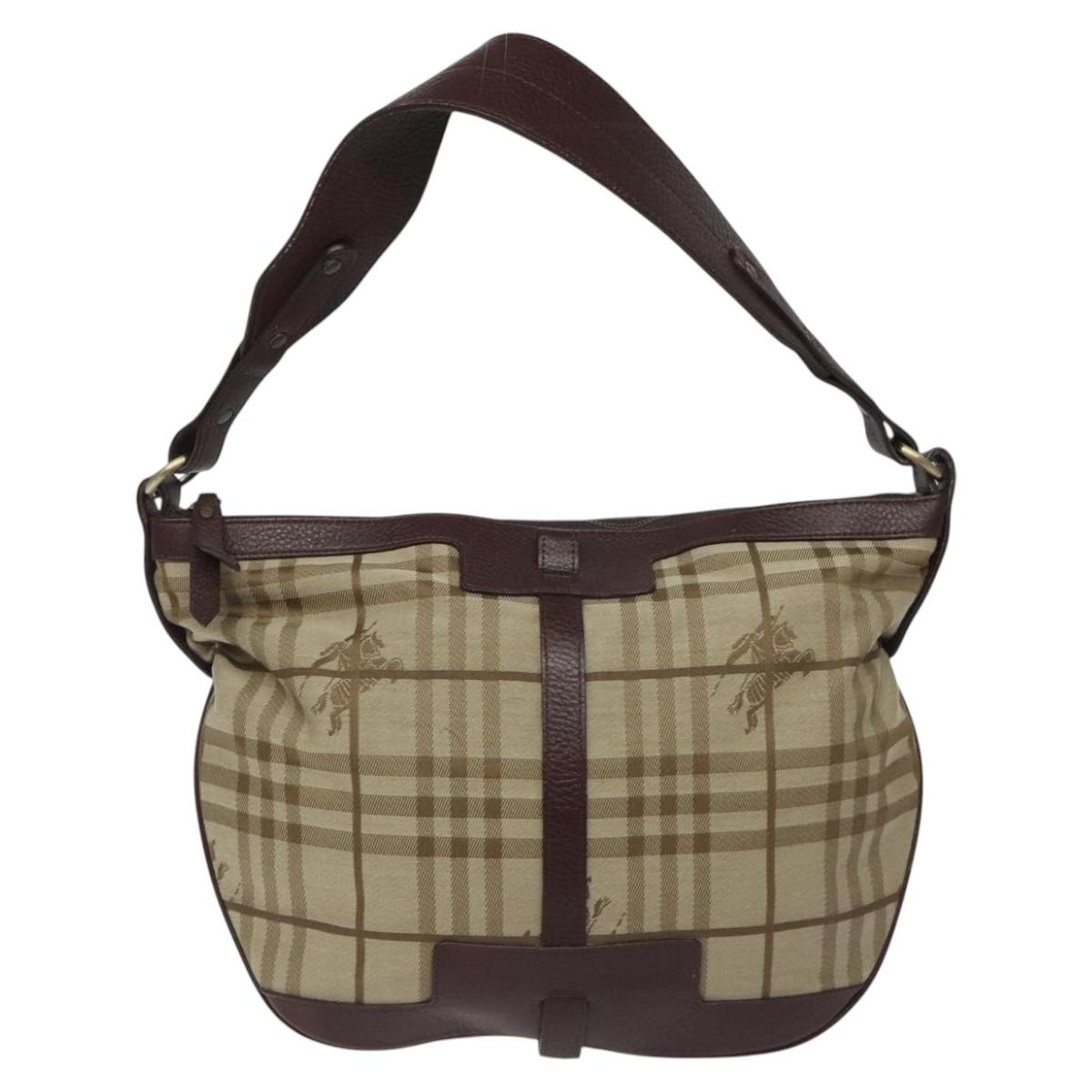 Burberry Nova Check Shoulder Bag Canvas Leather Beige Brown - 2