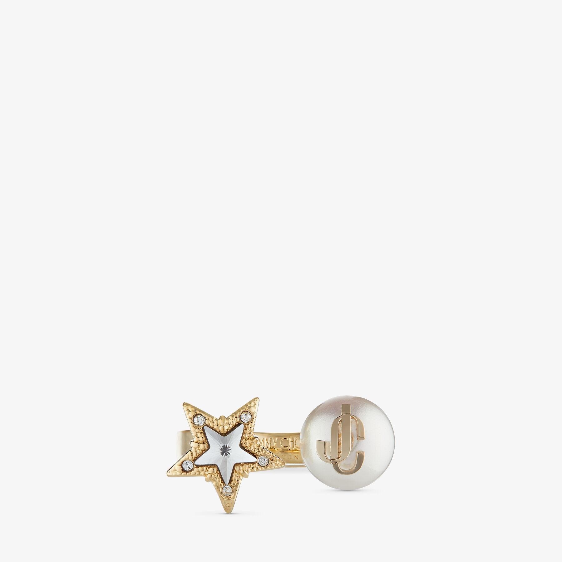 JC Star Pearl Ring
Gold-Finish Metal Ring with Crystal Star and Pearl - 3