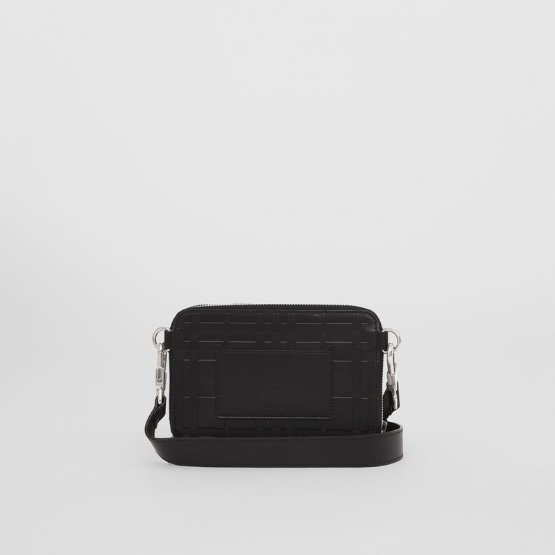 Embossed Check Leather Crossbody Bag 8
