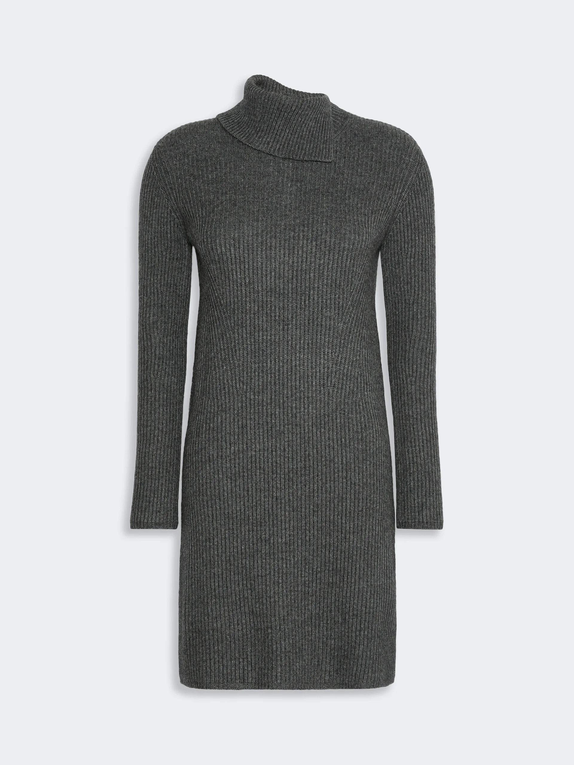 OSCURO Wool and cashmere knit midi dress - DARK GREY - 1