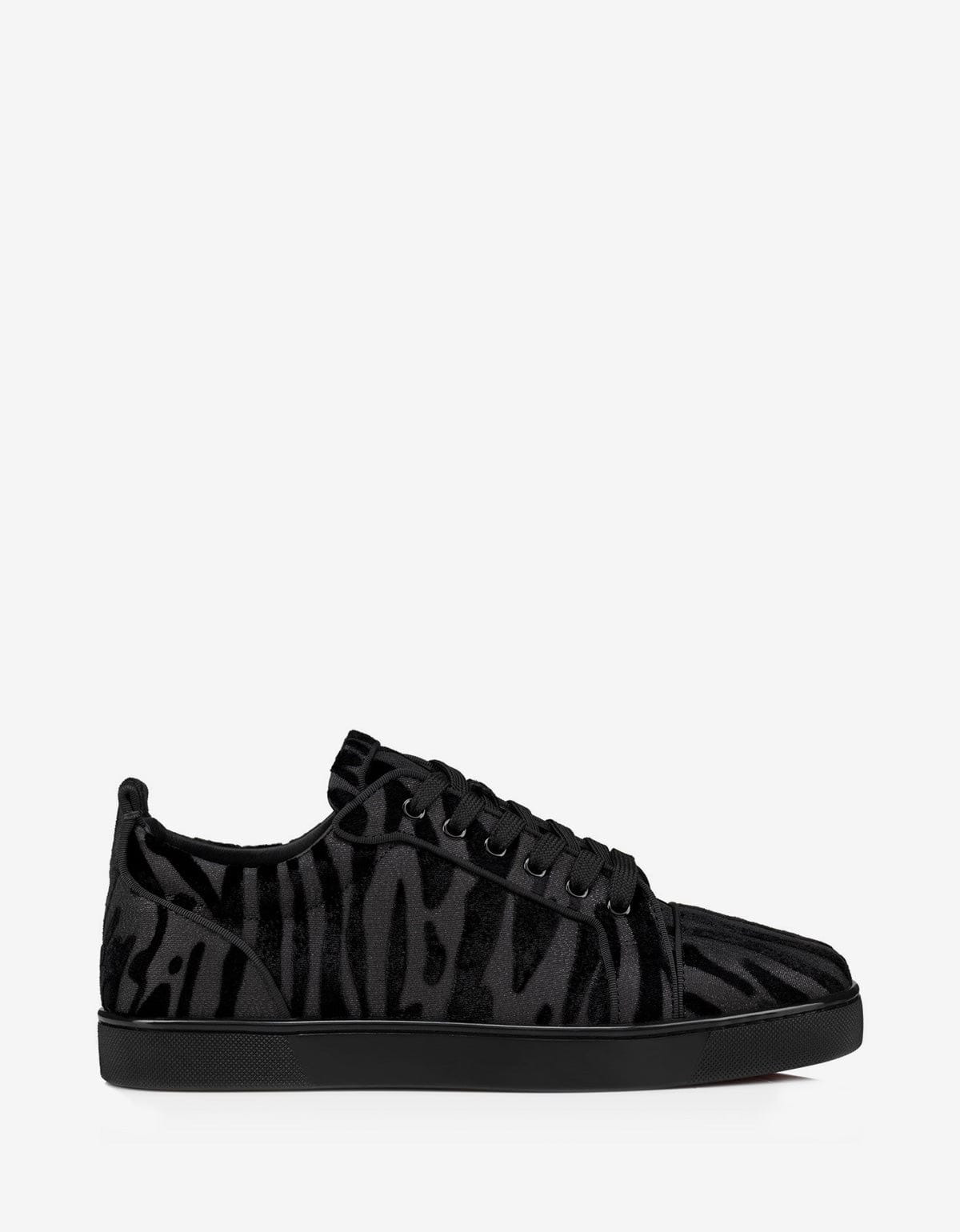 Christian Louboutin Louis Junior Black Velvet Quagga Trainers - 2