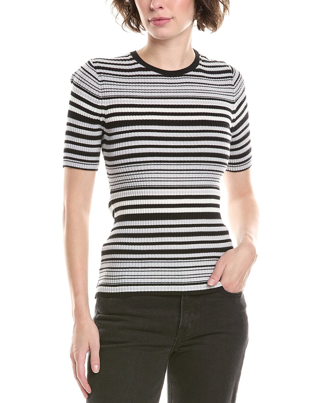 Theory Stripe Wool T-Shirt - 1