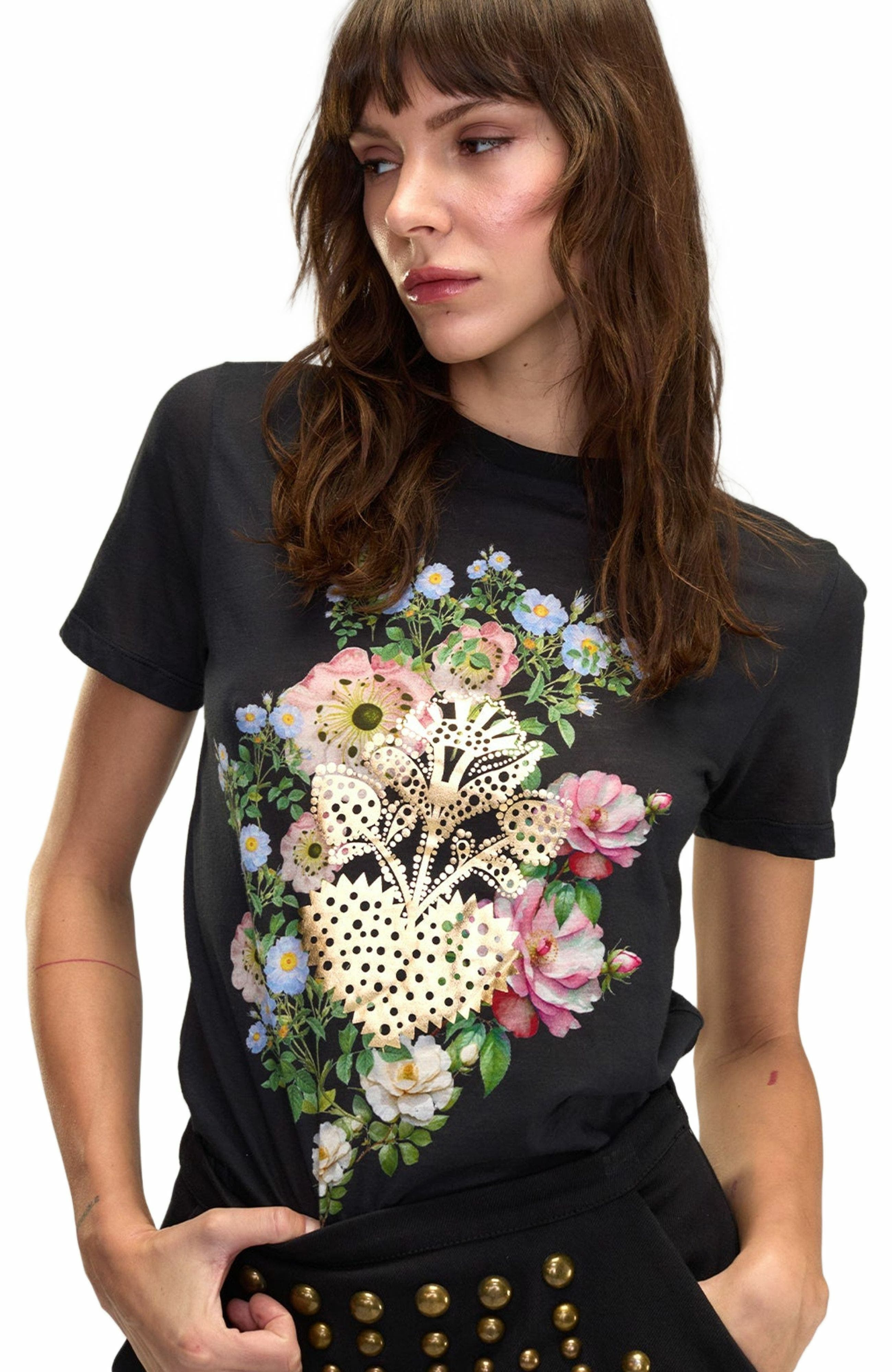 Cynthia Rowley Heart of Gold Tee in Black at Nordstrom - 2
