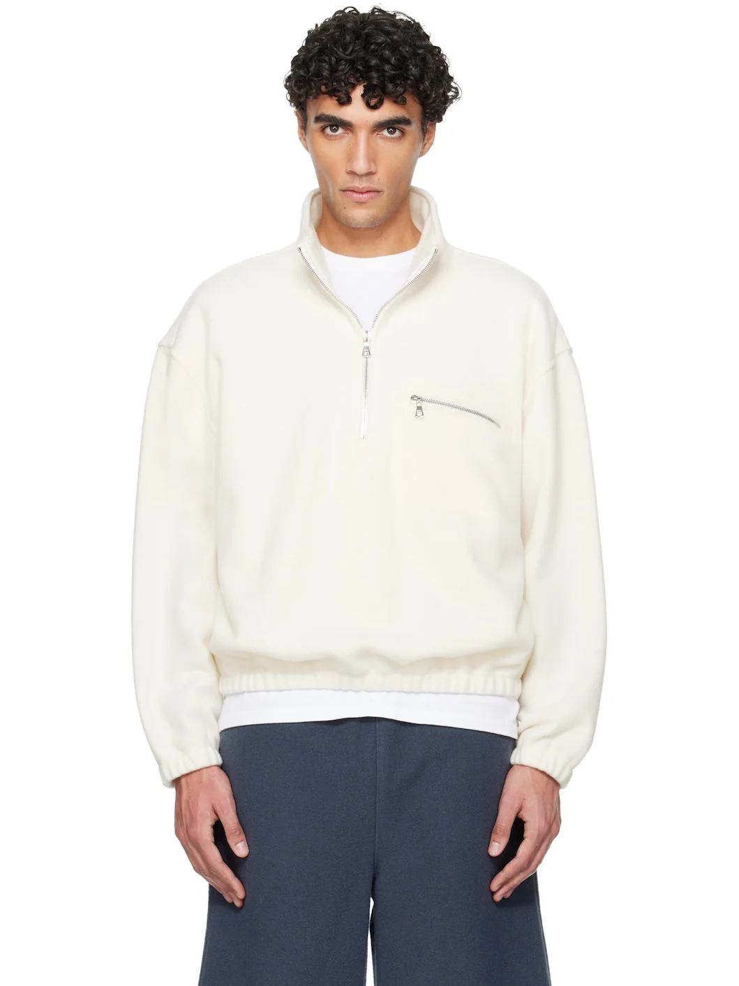 White Fleece Sweater - 1