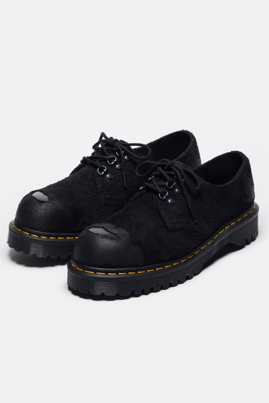 1461 Burnished Hairy Suede ST Shoe in Black - 2