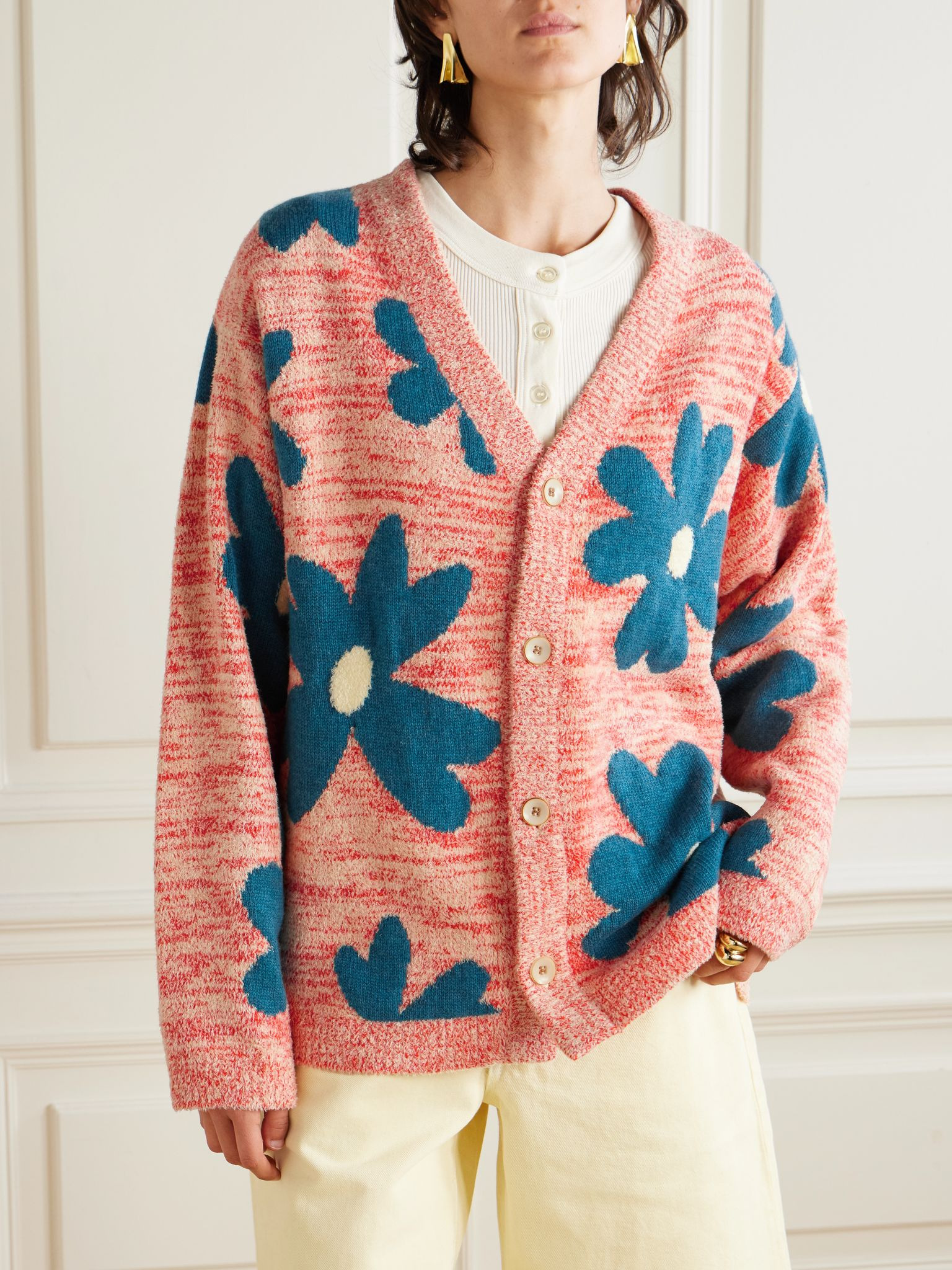 Floral Sun & Moon jacquard-knit cashmere-blend chenille cardigan Multi - 3