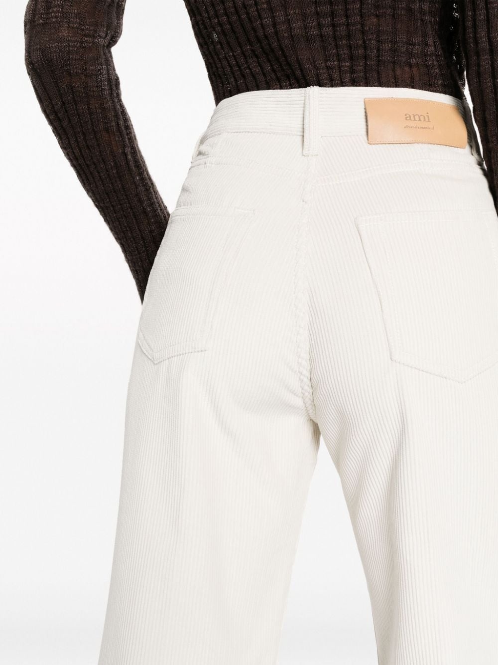 high-waisted flared corduroy cotton trousers - 5