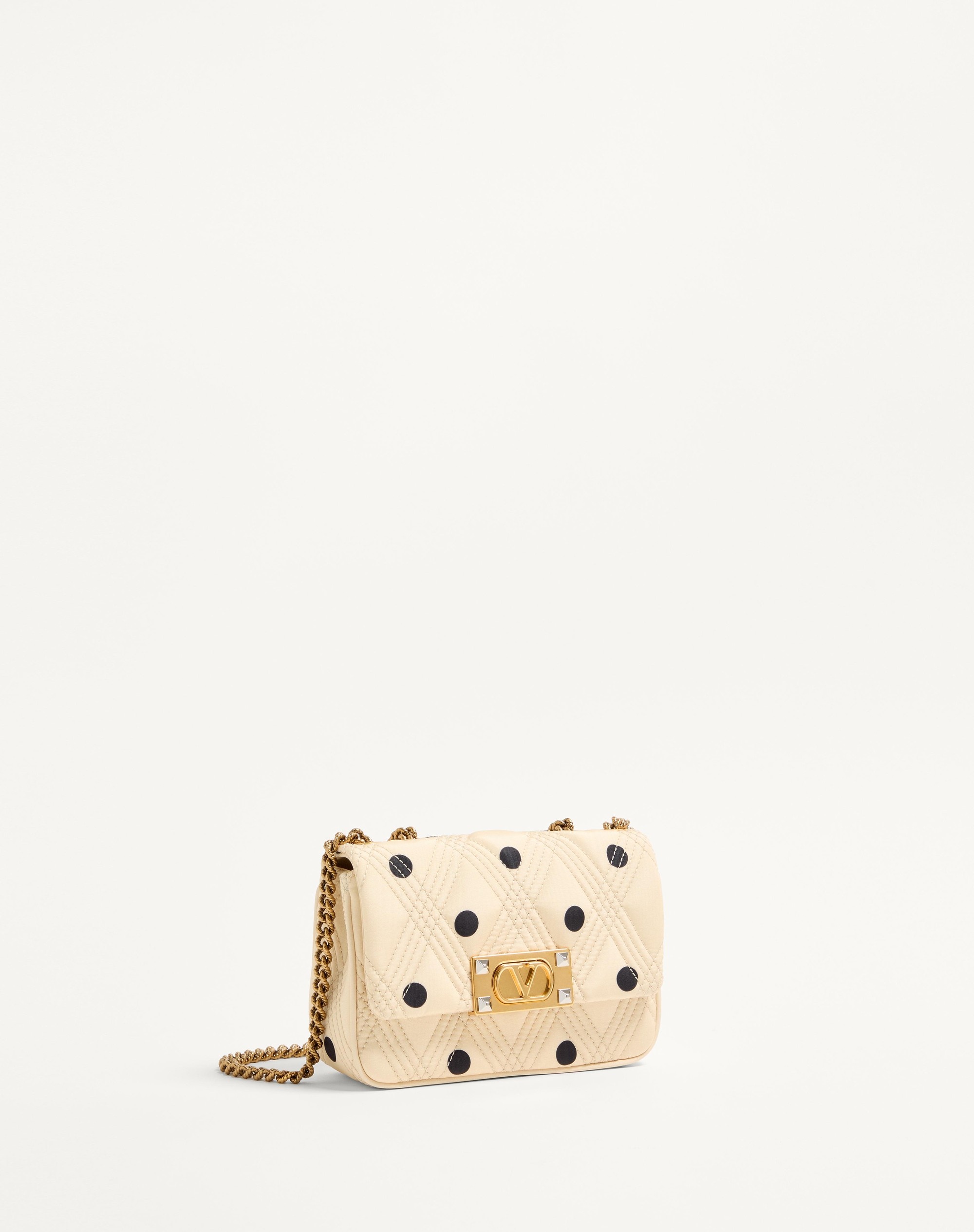 VALENTINO GARAVANI QUILTIE 67 SMALL SHOULDER BAG IN PLUS DE POIS SATIN - 2