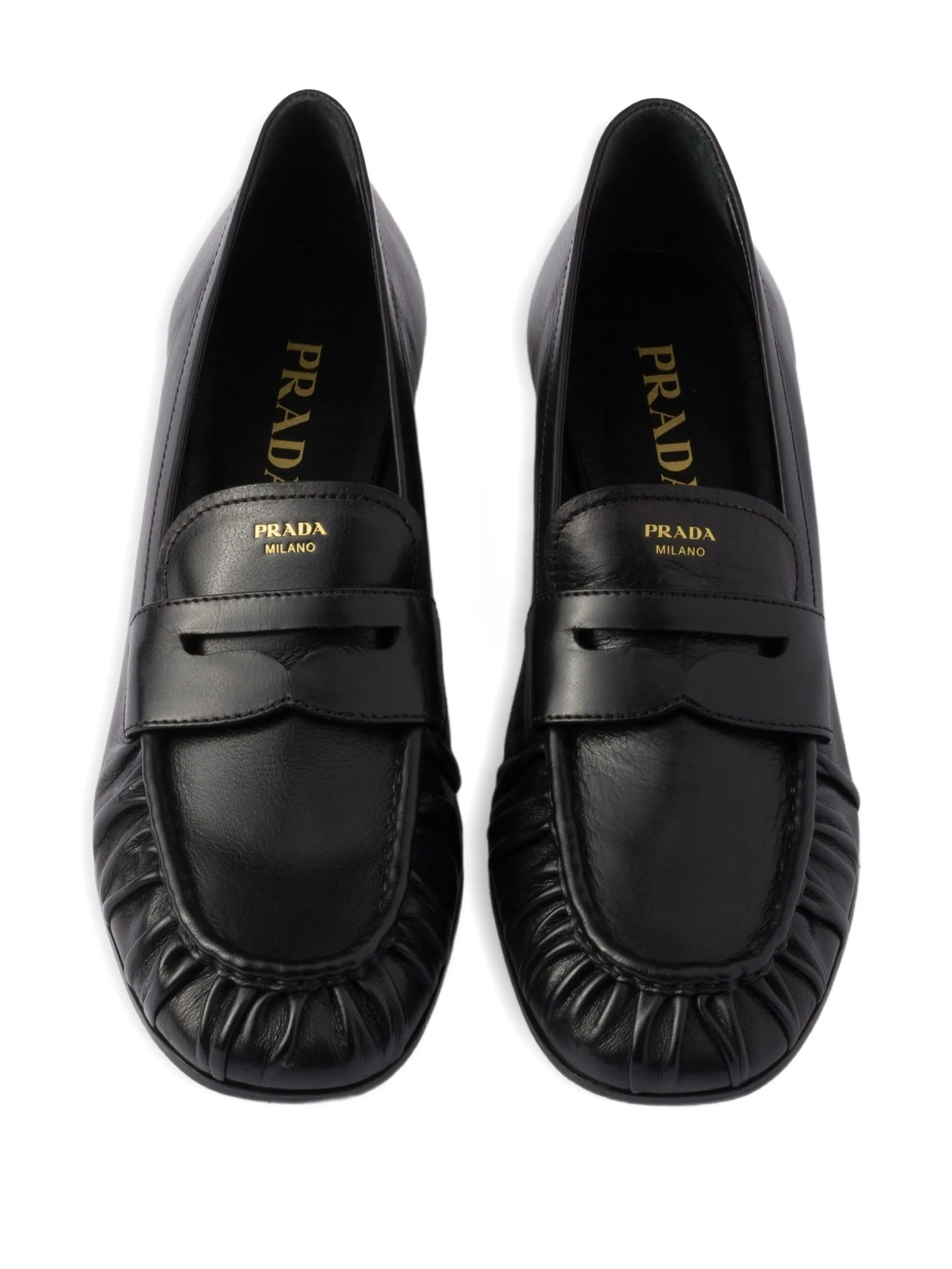Prada Pleated Leather Loafers - 3