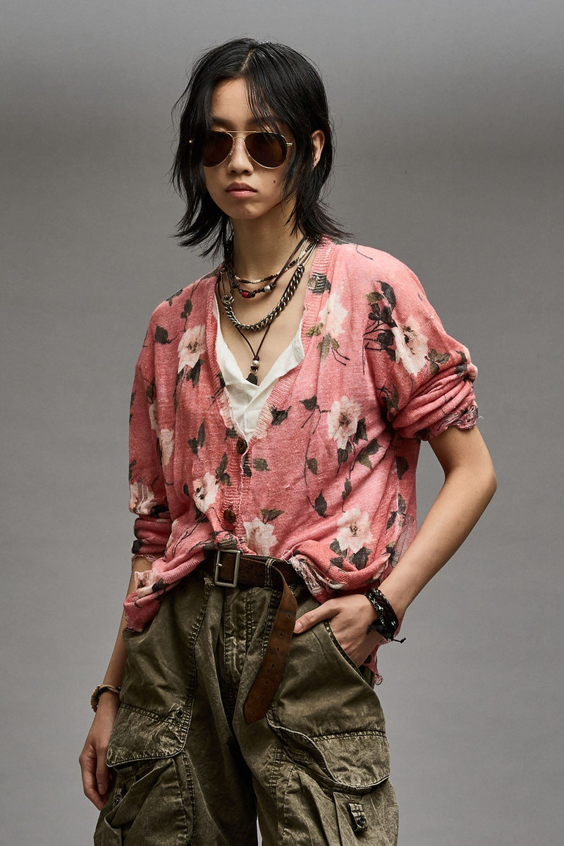 R13 BOYFRIEND CARDIGAN - RED FLORAL outlook