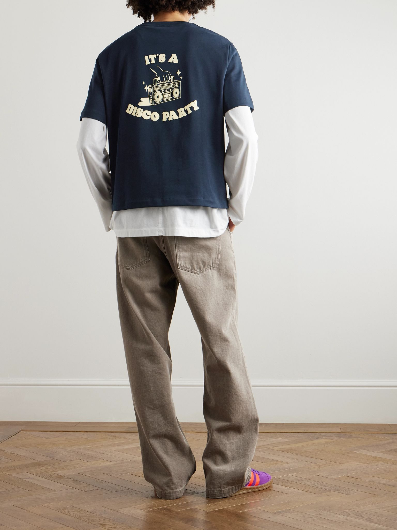 Disco Logo-Print Organic Cotton-Jersey T-Shirt Navy - 2