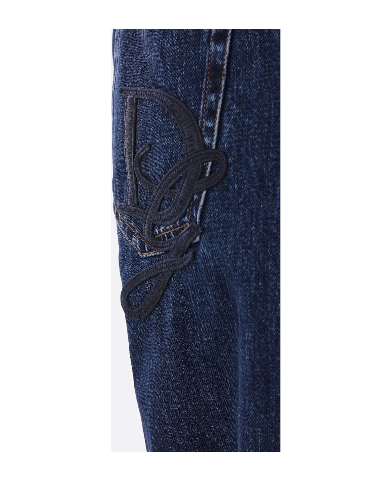 Dg Embroidered Denim Oversize Jeans - 3