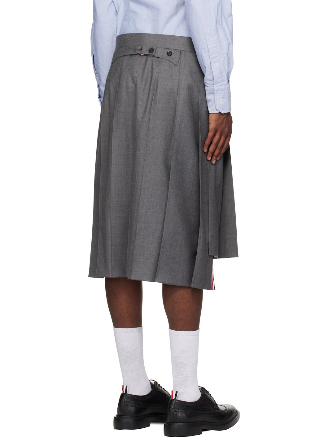Gray Classic Twill Pleated Skirt - 3