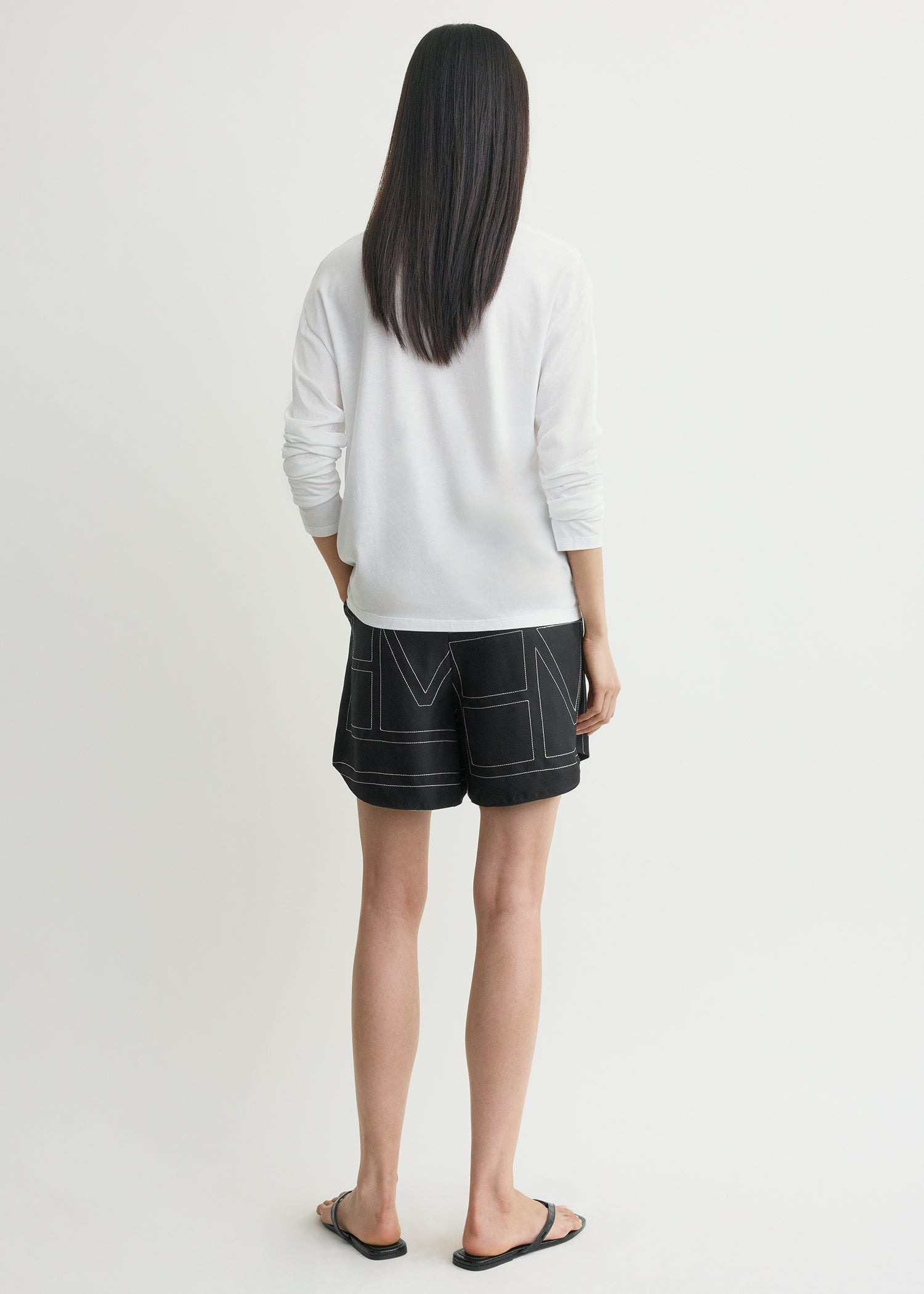 Monogram silk pj shorts black - 4