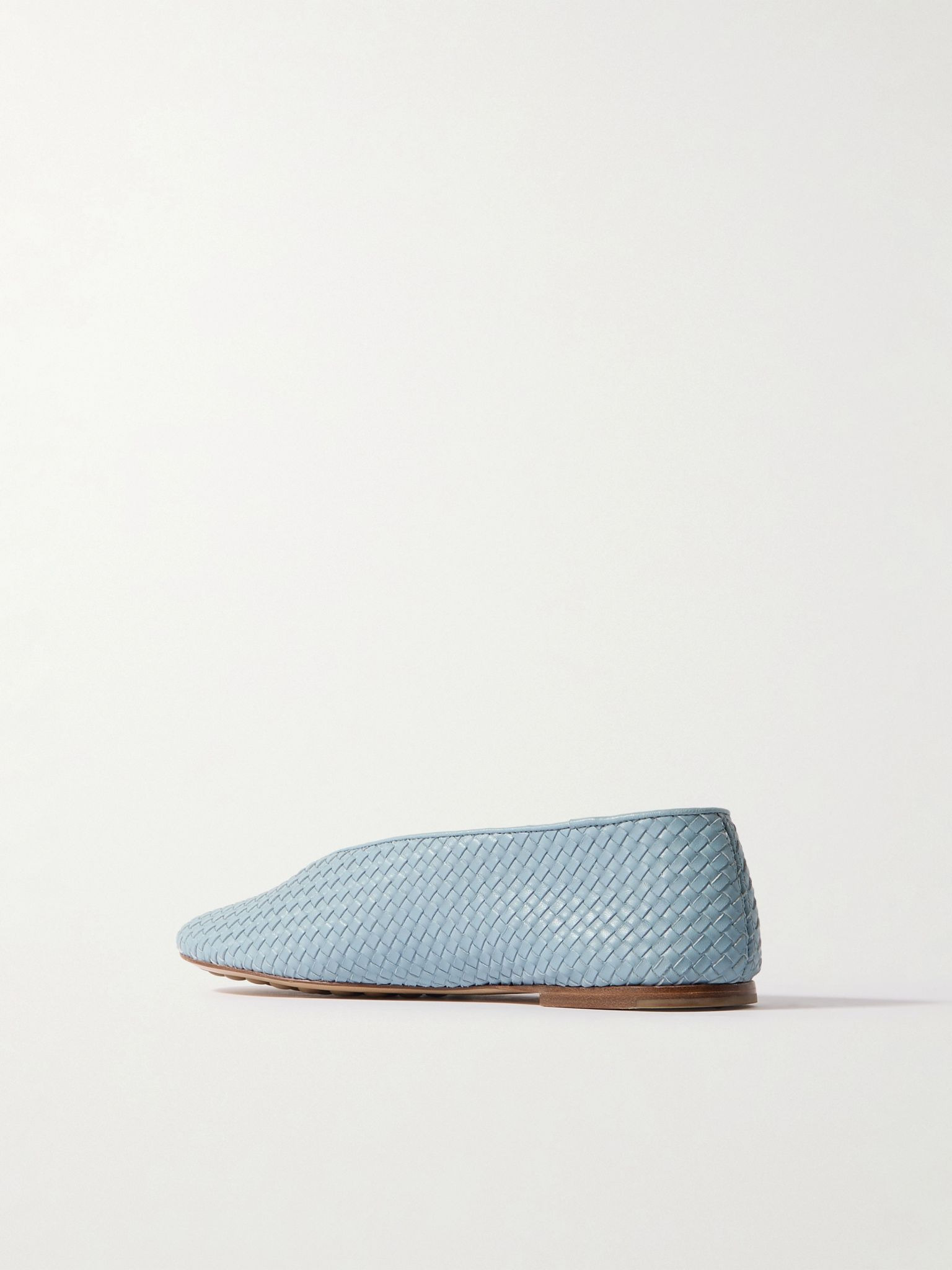 Intrecciato leather ballet flats Light blue - 3
