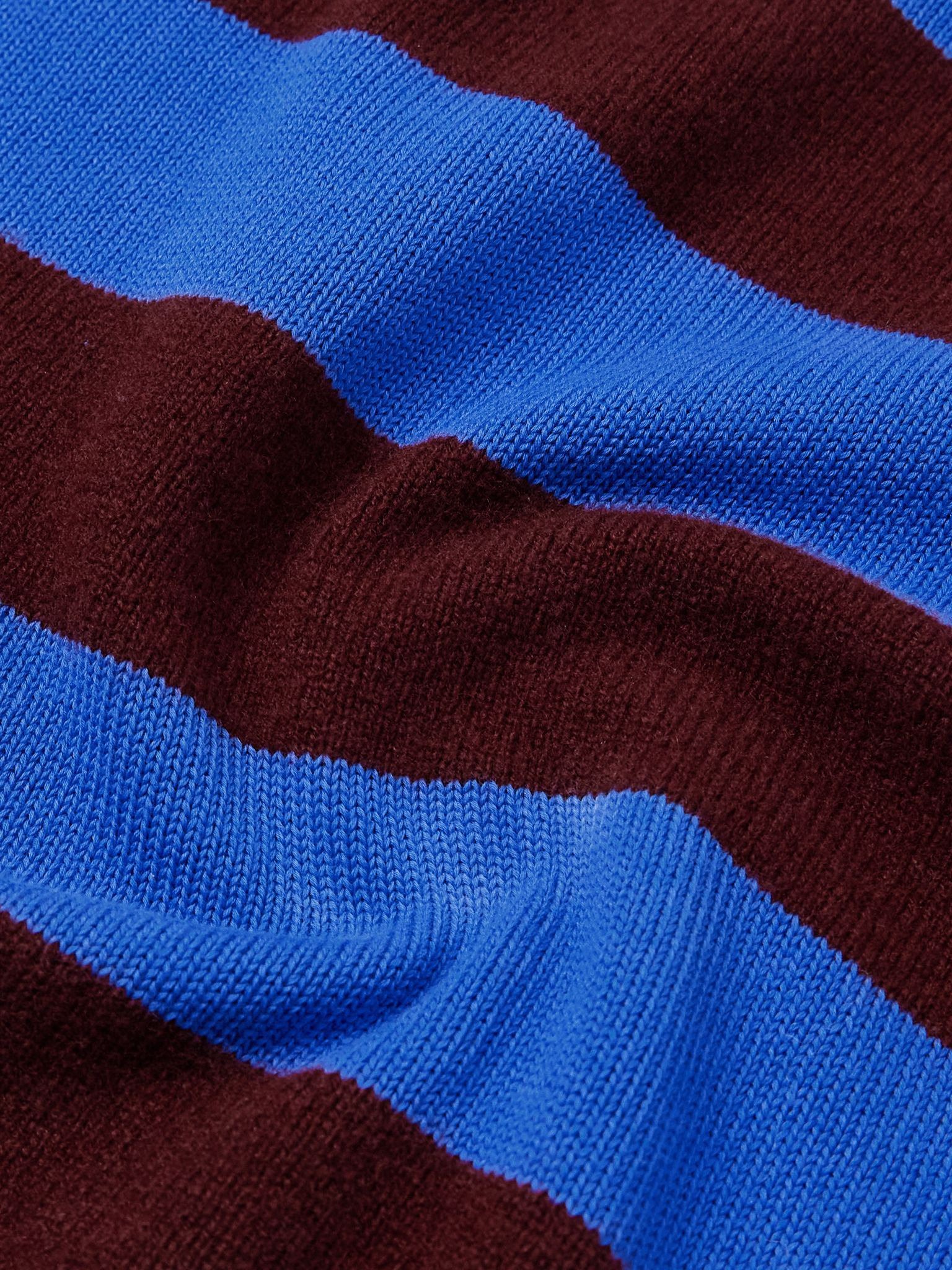 Striped Wool and Cotton-Blend Sweater Blue - 4