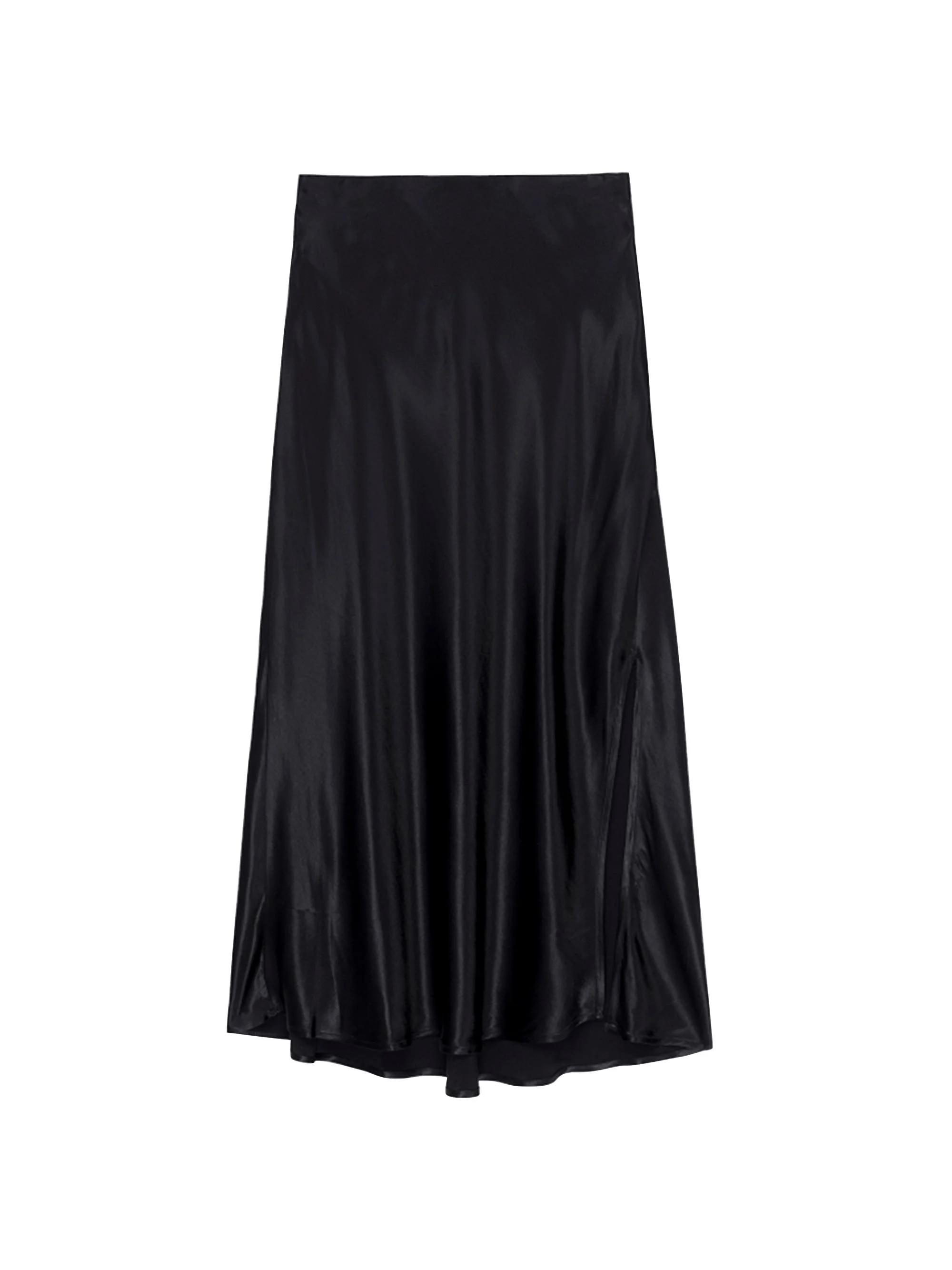 Women's Maya Satin Midi-Skirt - Black - 1