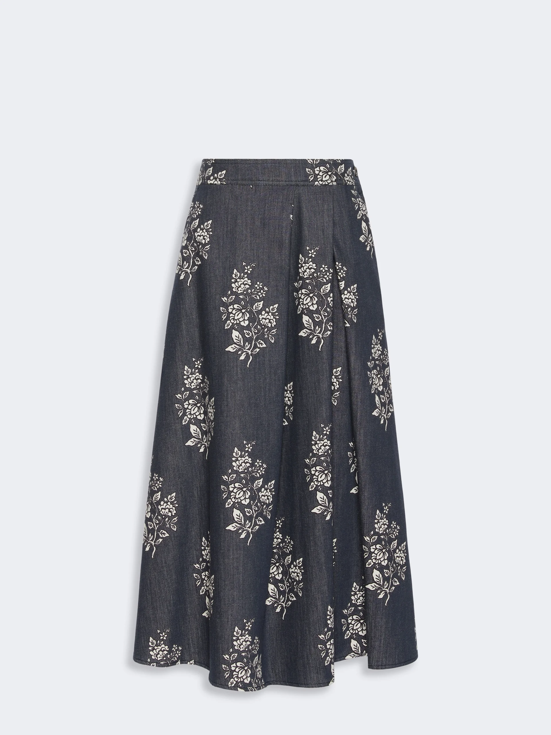 STRUZZO Pleated printed cotton skirt - NAVY - 1