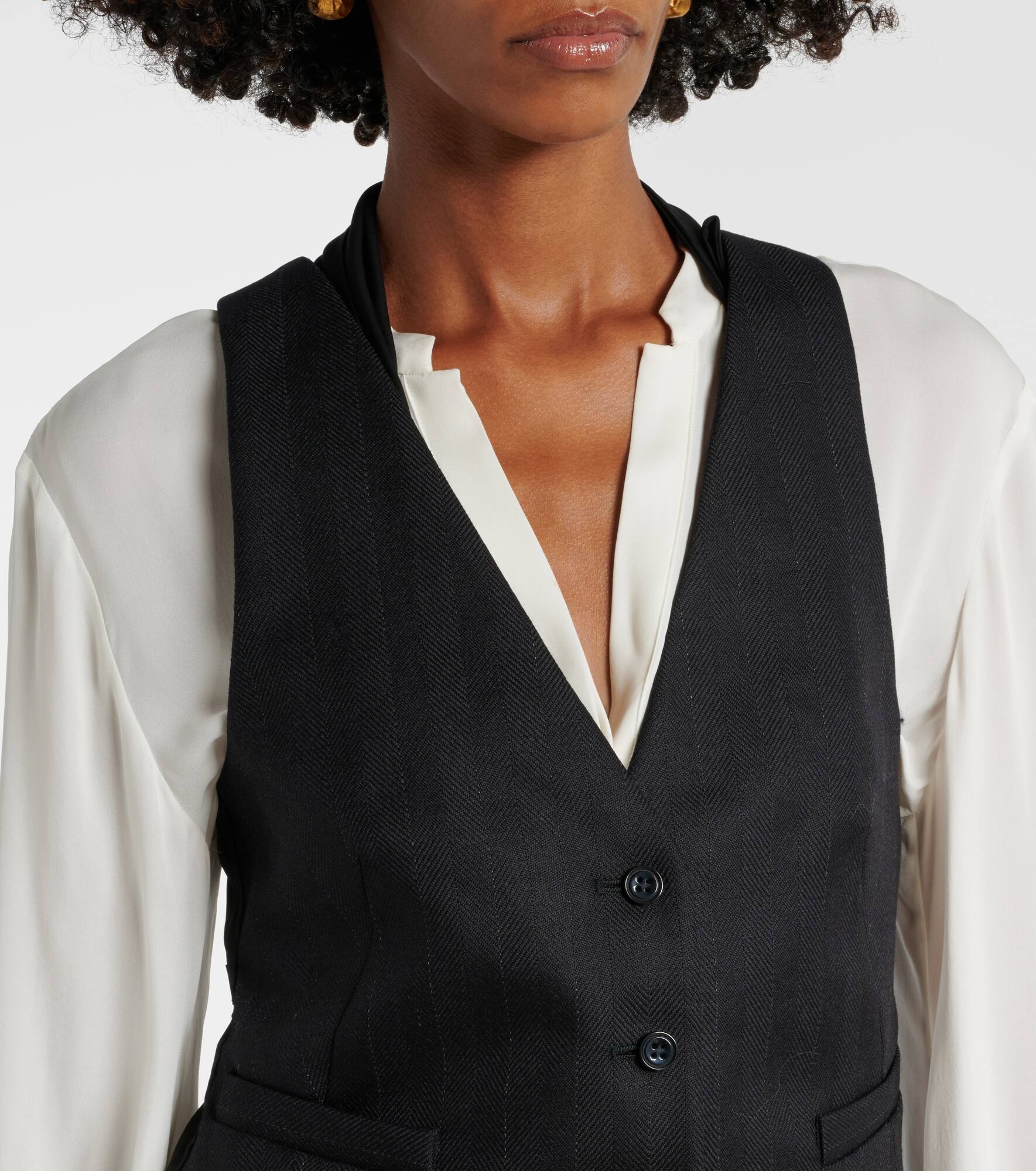 Modern Sophistication pinstripe wool vest - 5