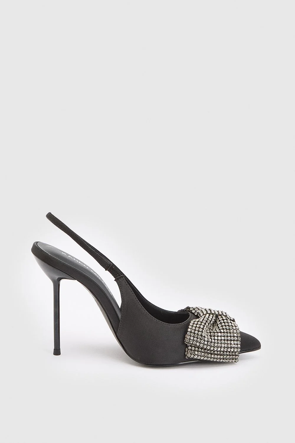 Satin Embellished Bow Slingback Heeled Shoe - 1