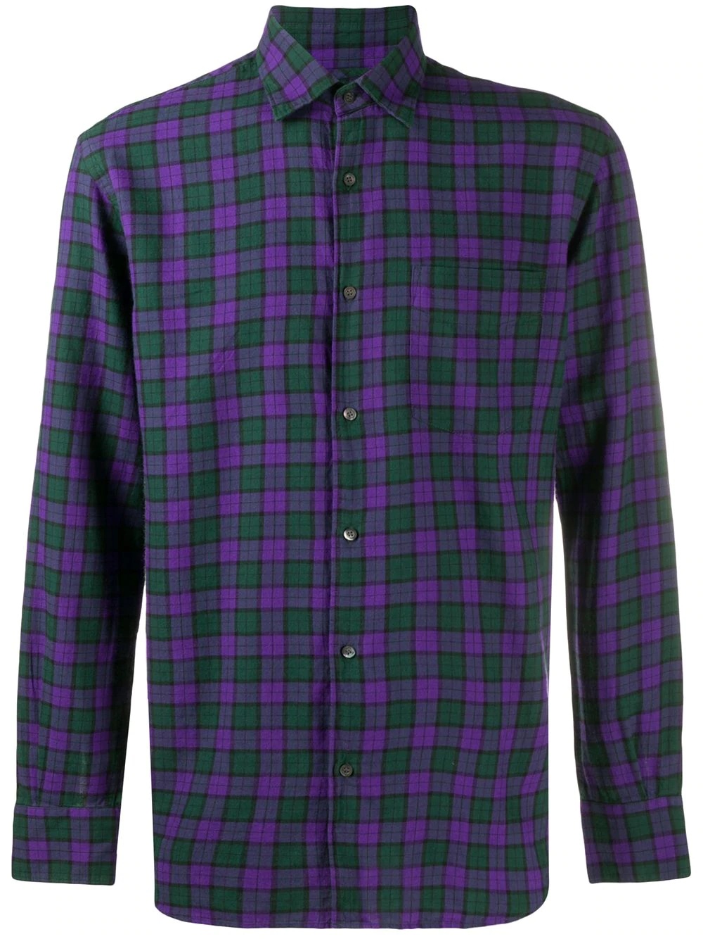 color-block check shirt - 1