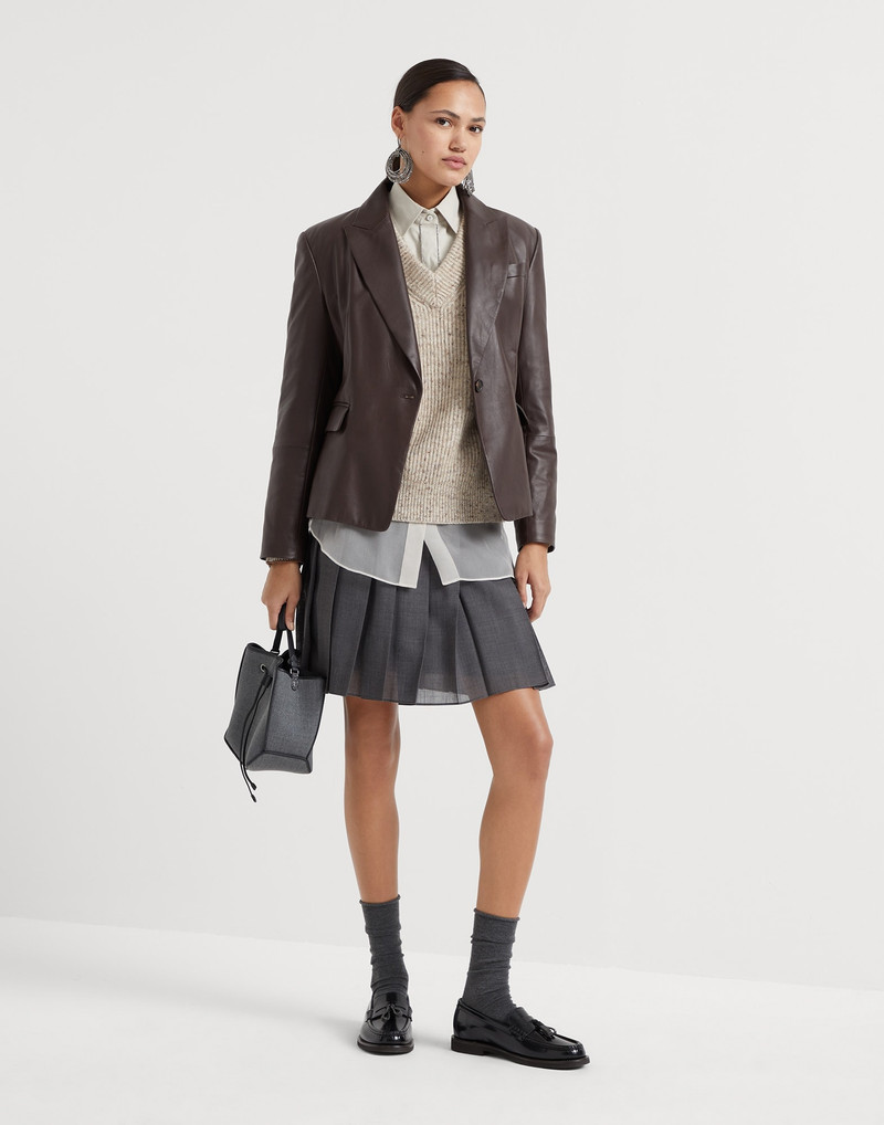 Pleated virgin wool organza mini skirt 4