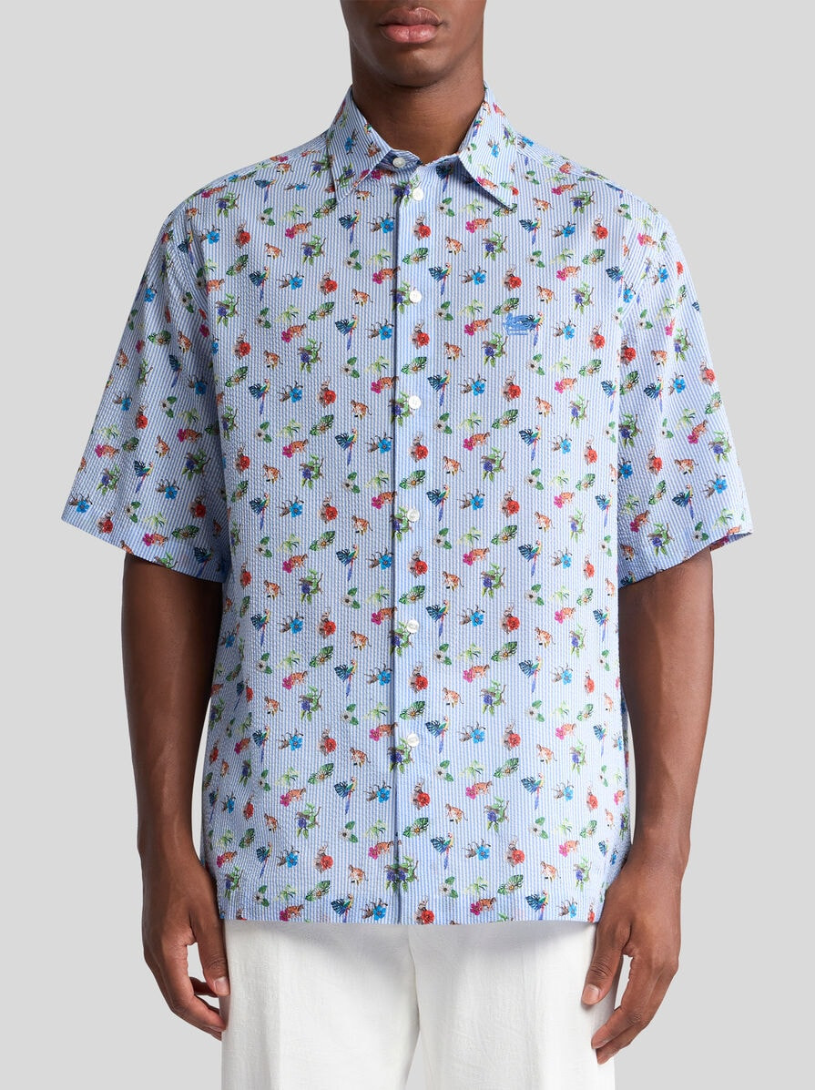 SHORT-SLEEVED SHIRT WITH STRIPES AND FLOWERS - 2