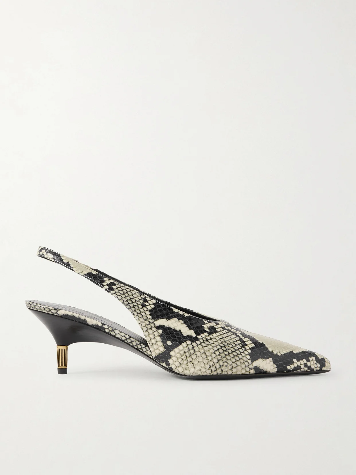 Bella Snake-effect Leather Slingback Pumps - 1