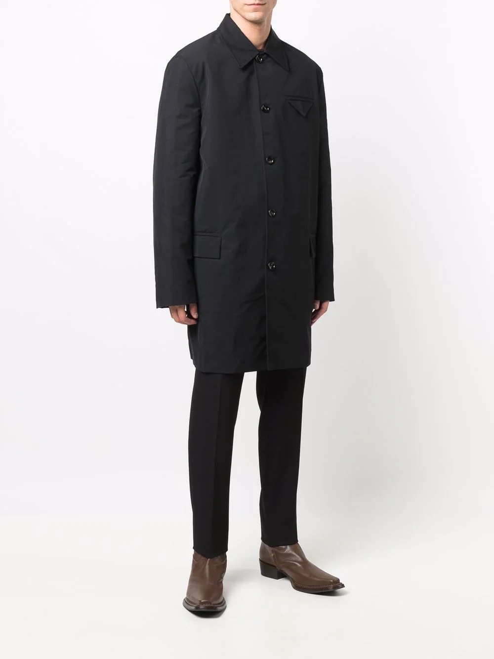 water-repellent button-front trench coat - 3