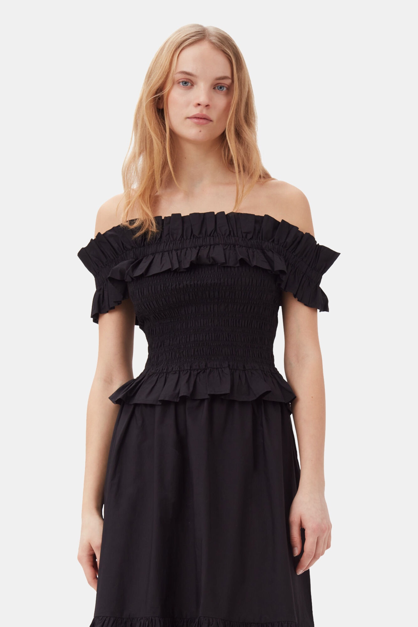 COTTON POPLIN OFF-SHOULDER SMOCK TOP - 2
