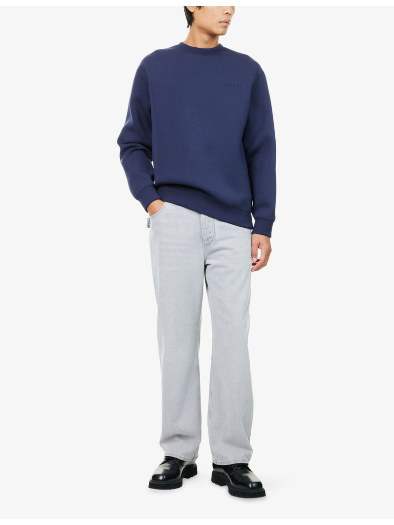 GUCCI Embroidered-Logo Long-Sleeve Stretch-Jersey Sweatshirt outlook