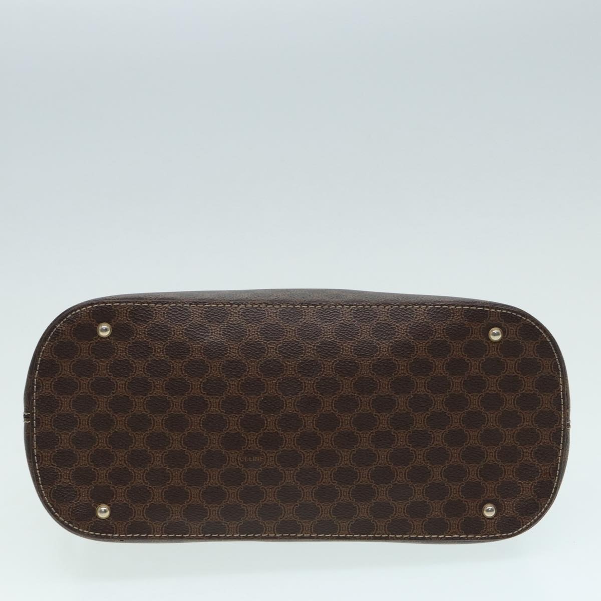 CELINE Macadam Canvas Hand Bag Pvc Leather Brown Gold - 5
