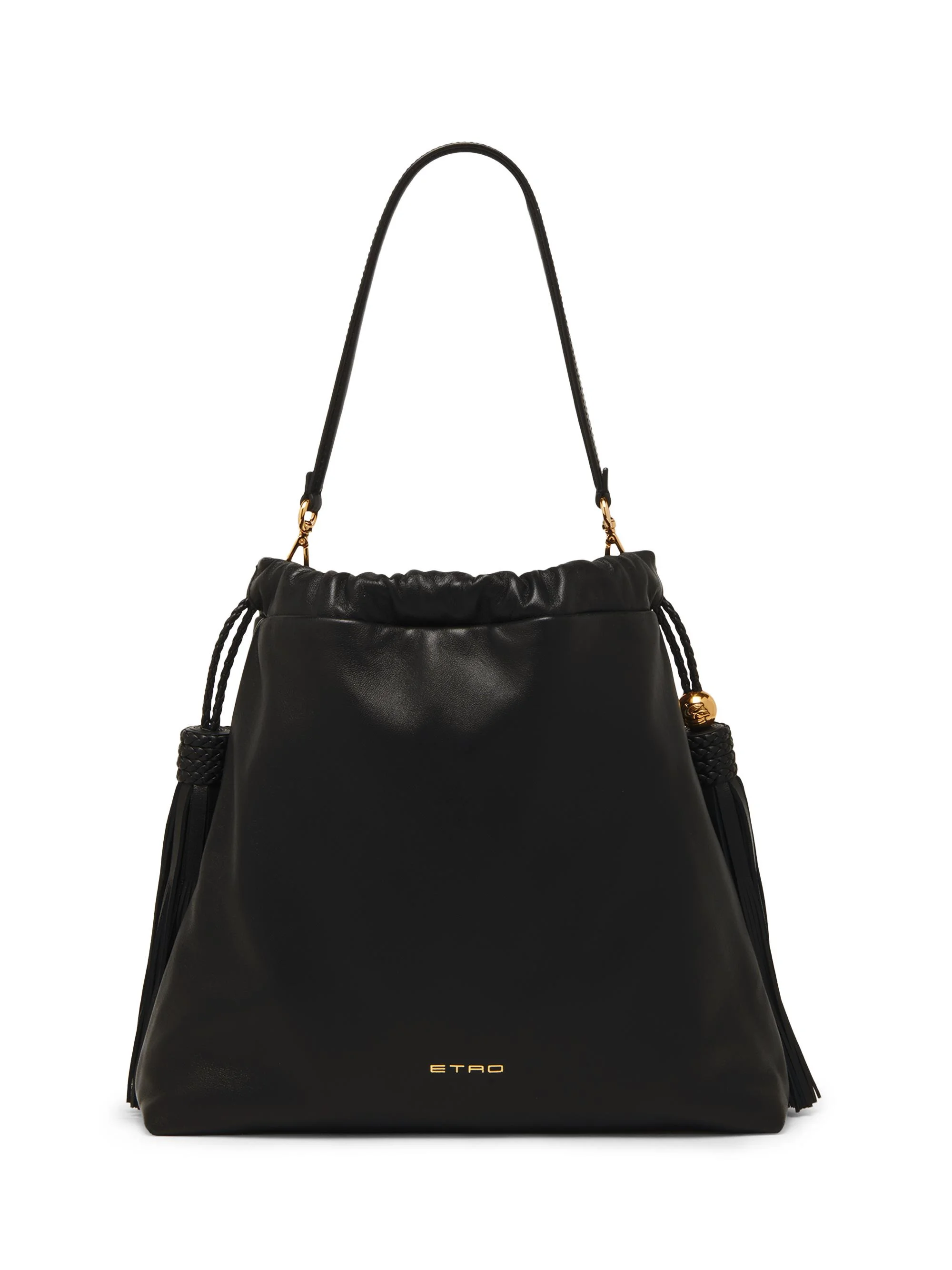 Women's Kalispera Large Leather Shoulder Bag - Black - 1