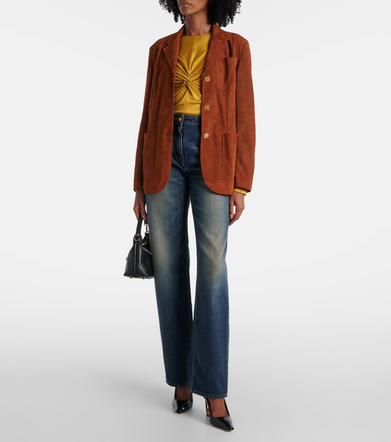 VERSACE Distressed high-rise wide-leg jeans outlook