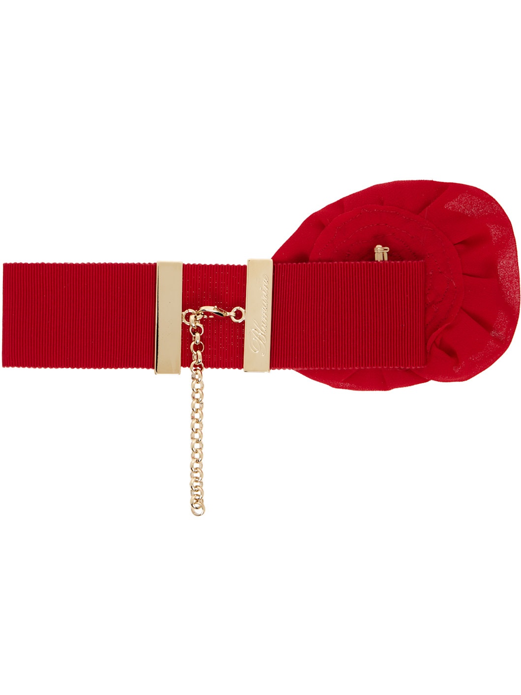 Red Grosgrain Rose Choker - 2