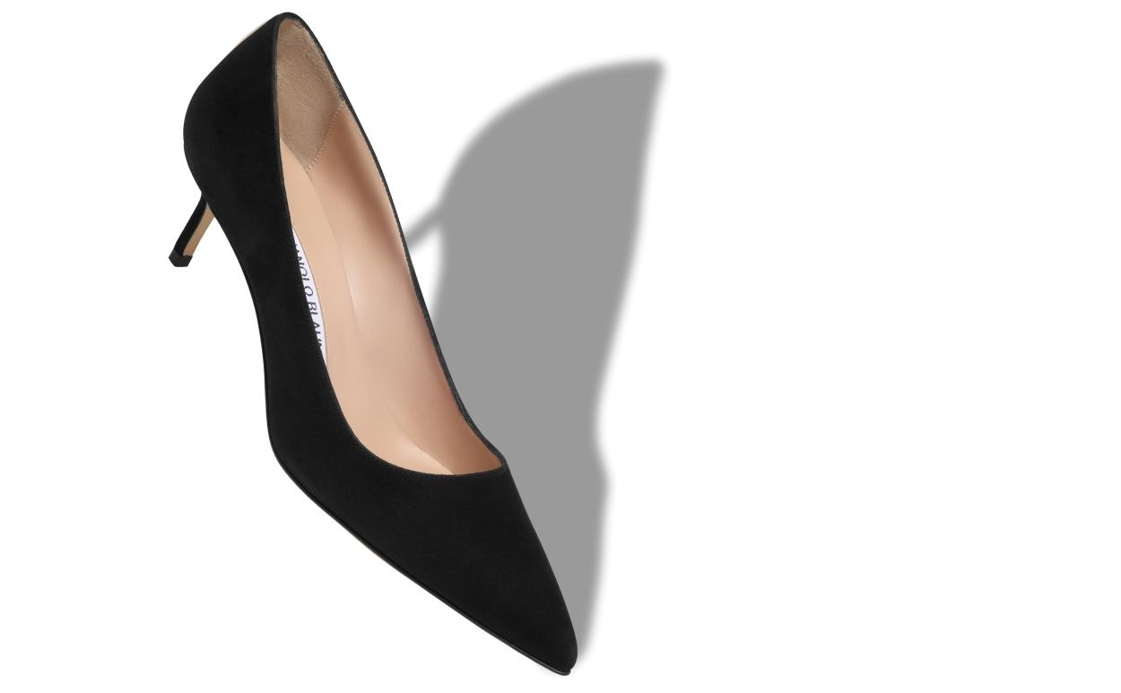 Black Suede Pointed Toe Pumps - 2