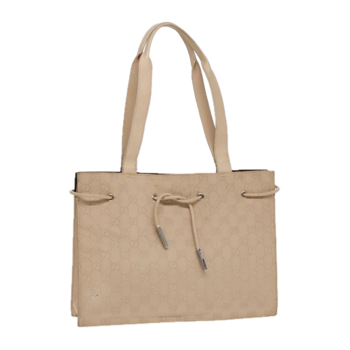 GUCCI GG Canvas Tote Bag Beige Silver 002 002 - 1