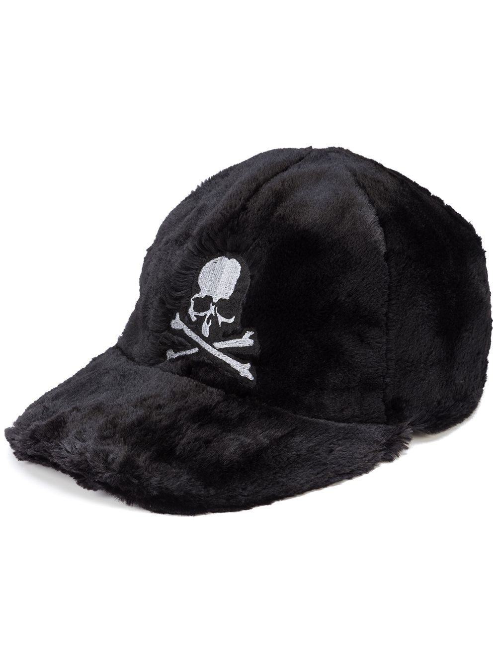 faux-fur skull-patch cap - 1