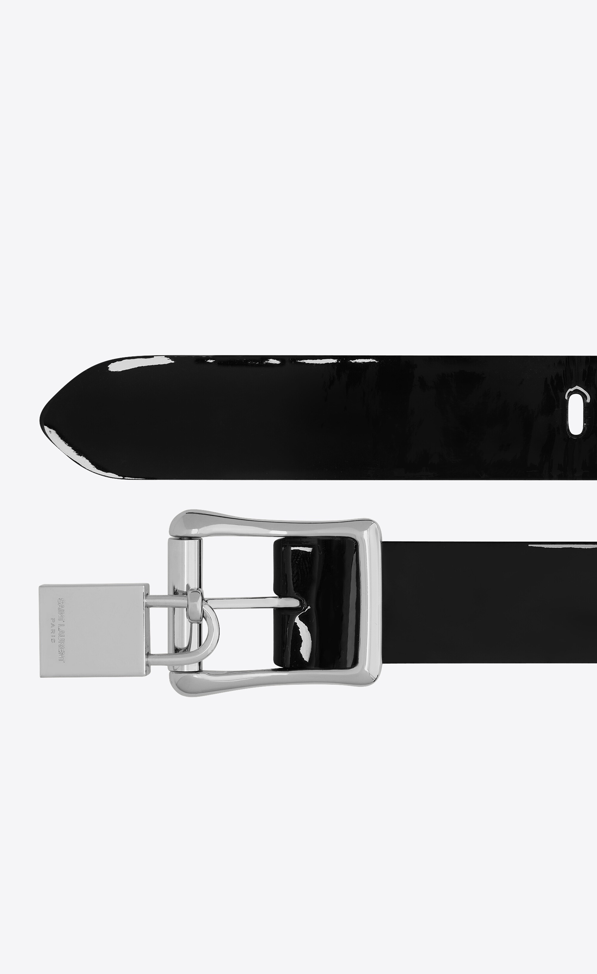 locker buckle belt in patent leather with studs - 2