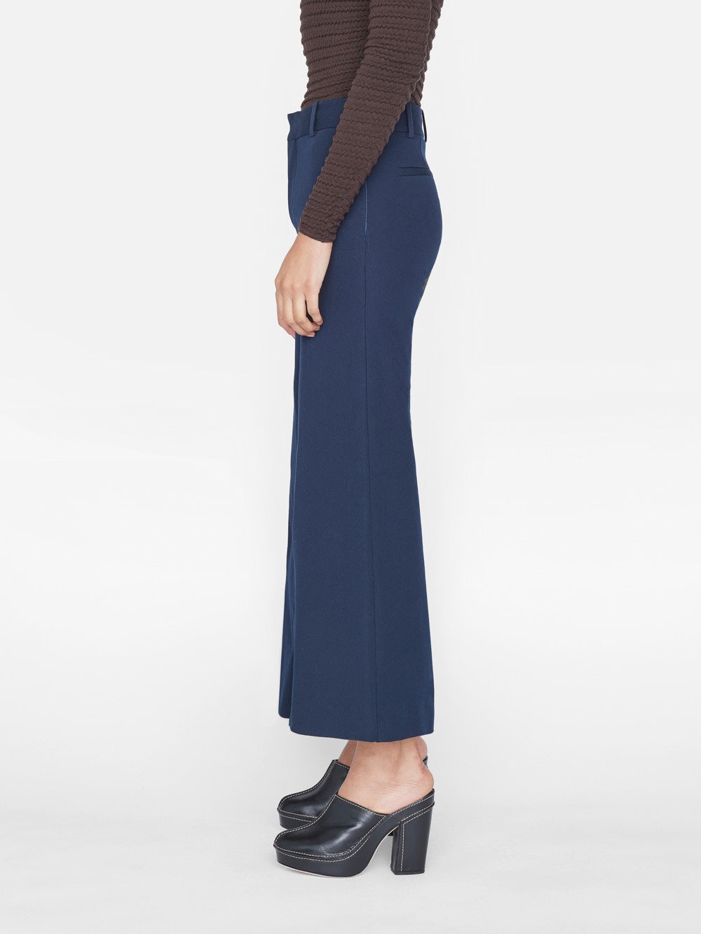 Le Crop Palazzo Trouser in Navy - 4