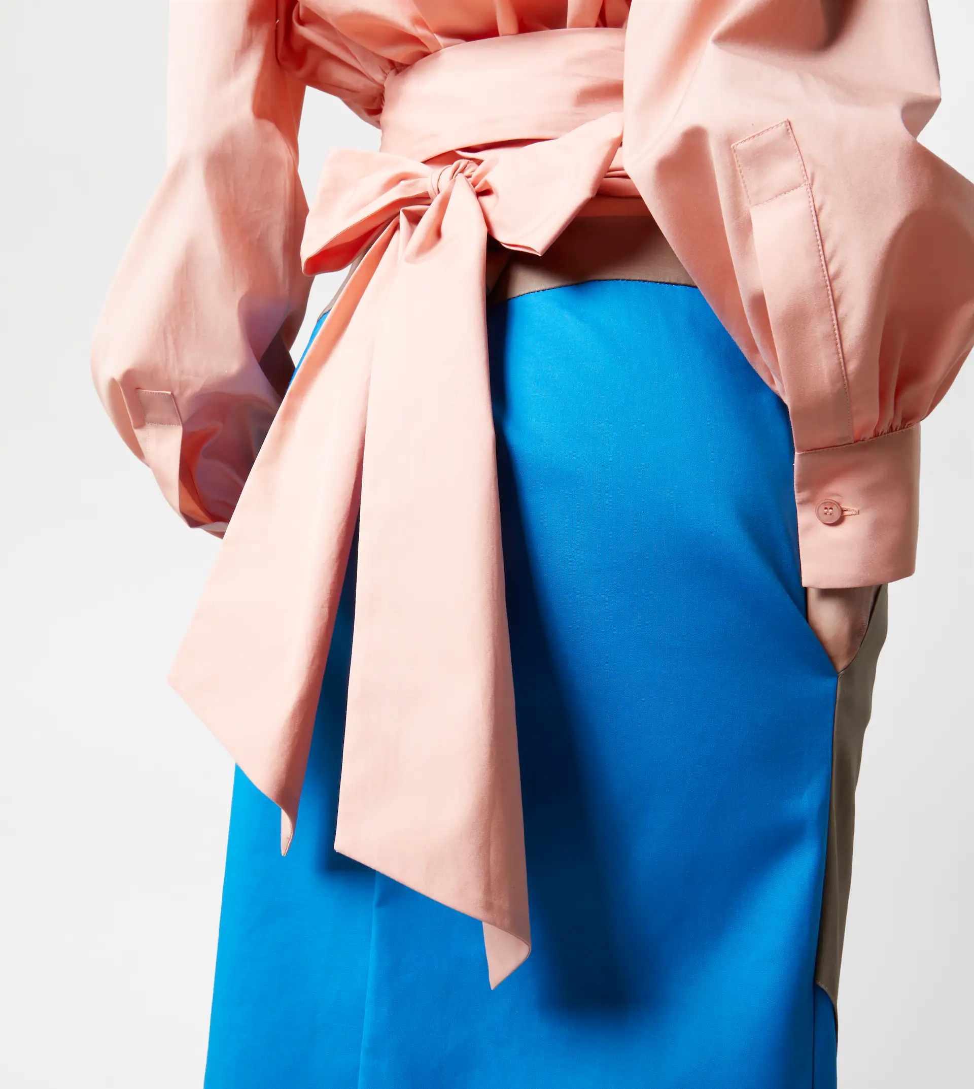 CROPPED SHIRT WITH SASH - PINK - 5