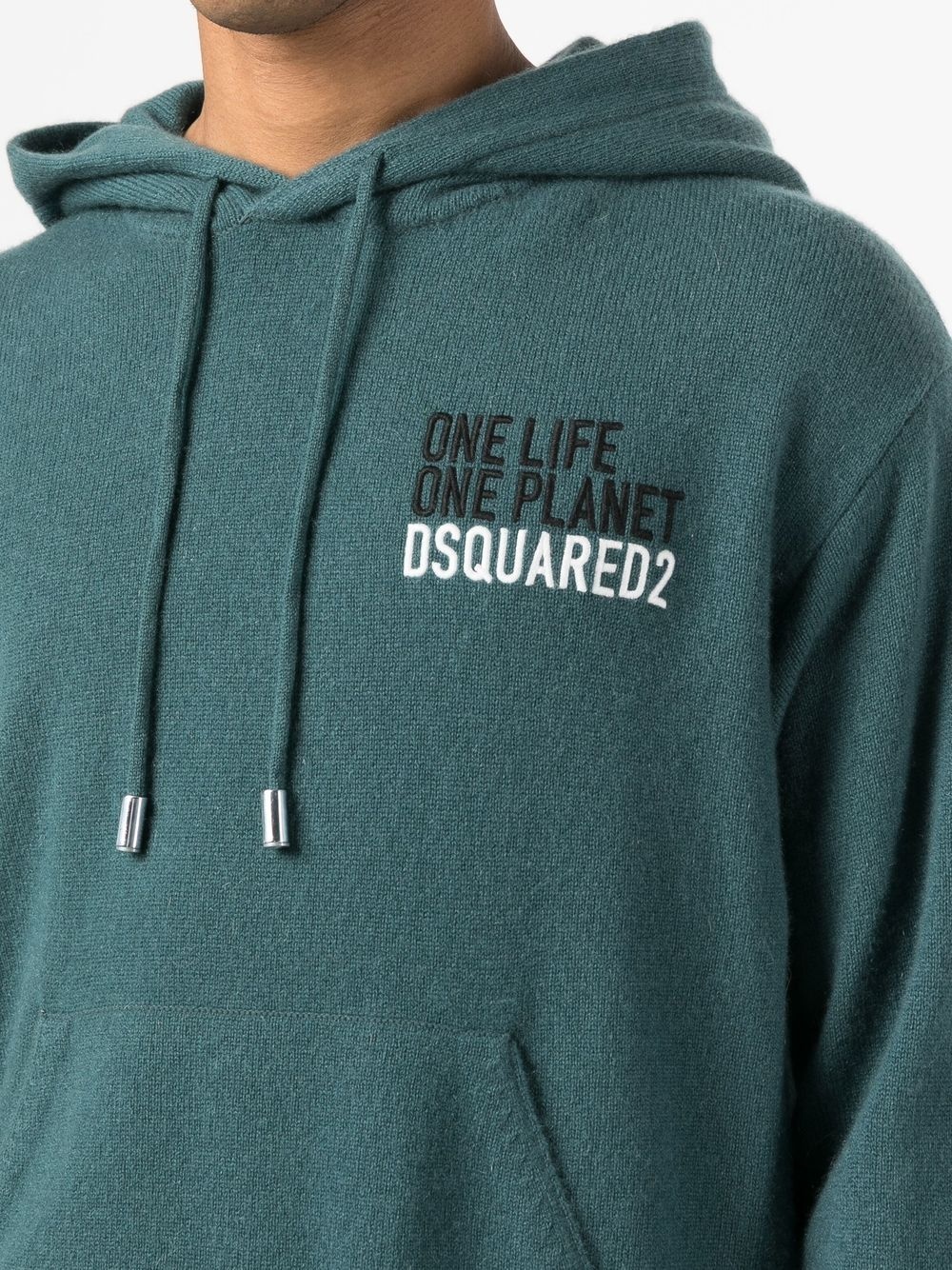 embroidered-logo cashmere hoodie - 5