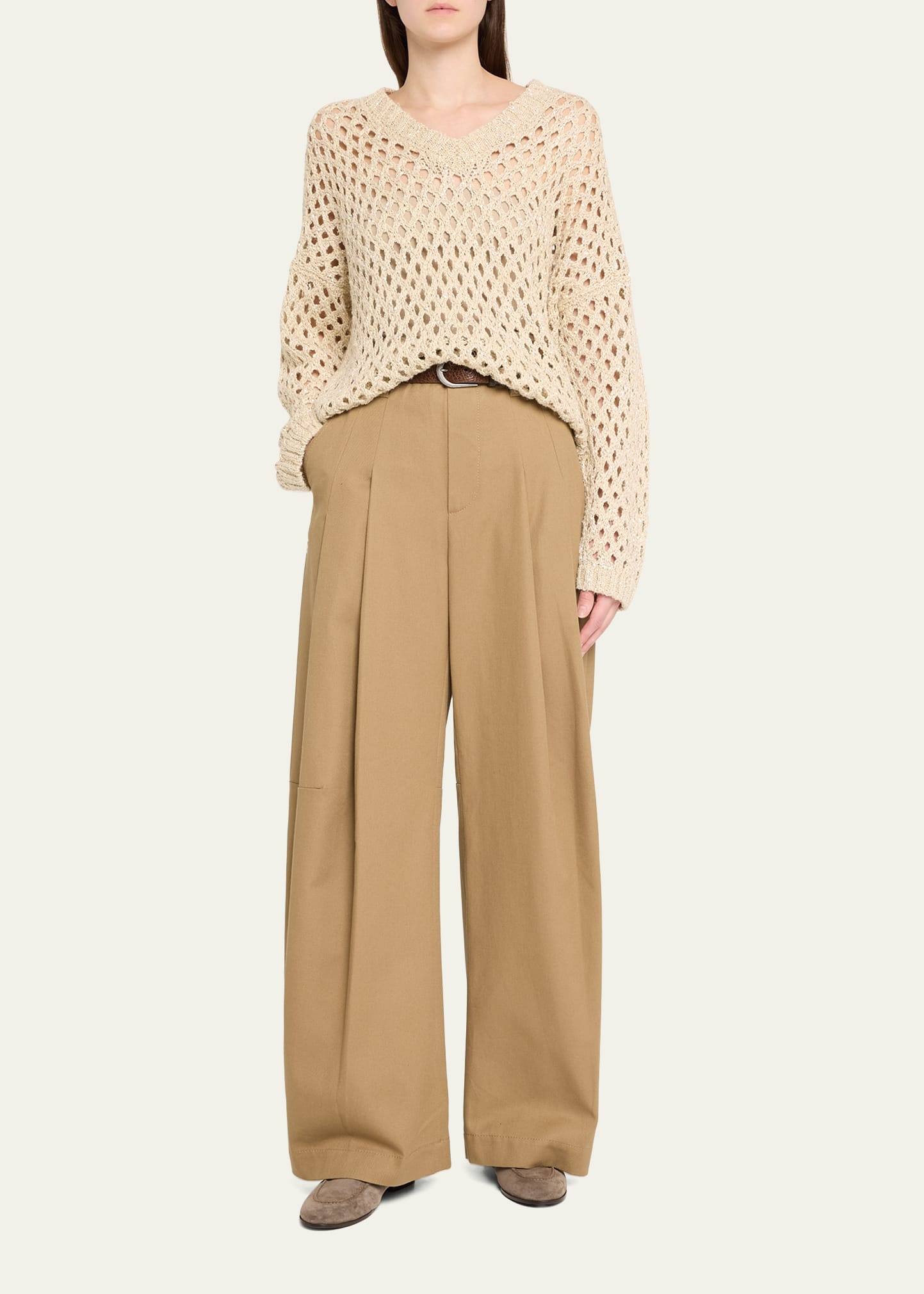 Sequined Open-Knit Silk Sweater - 2
