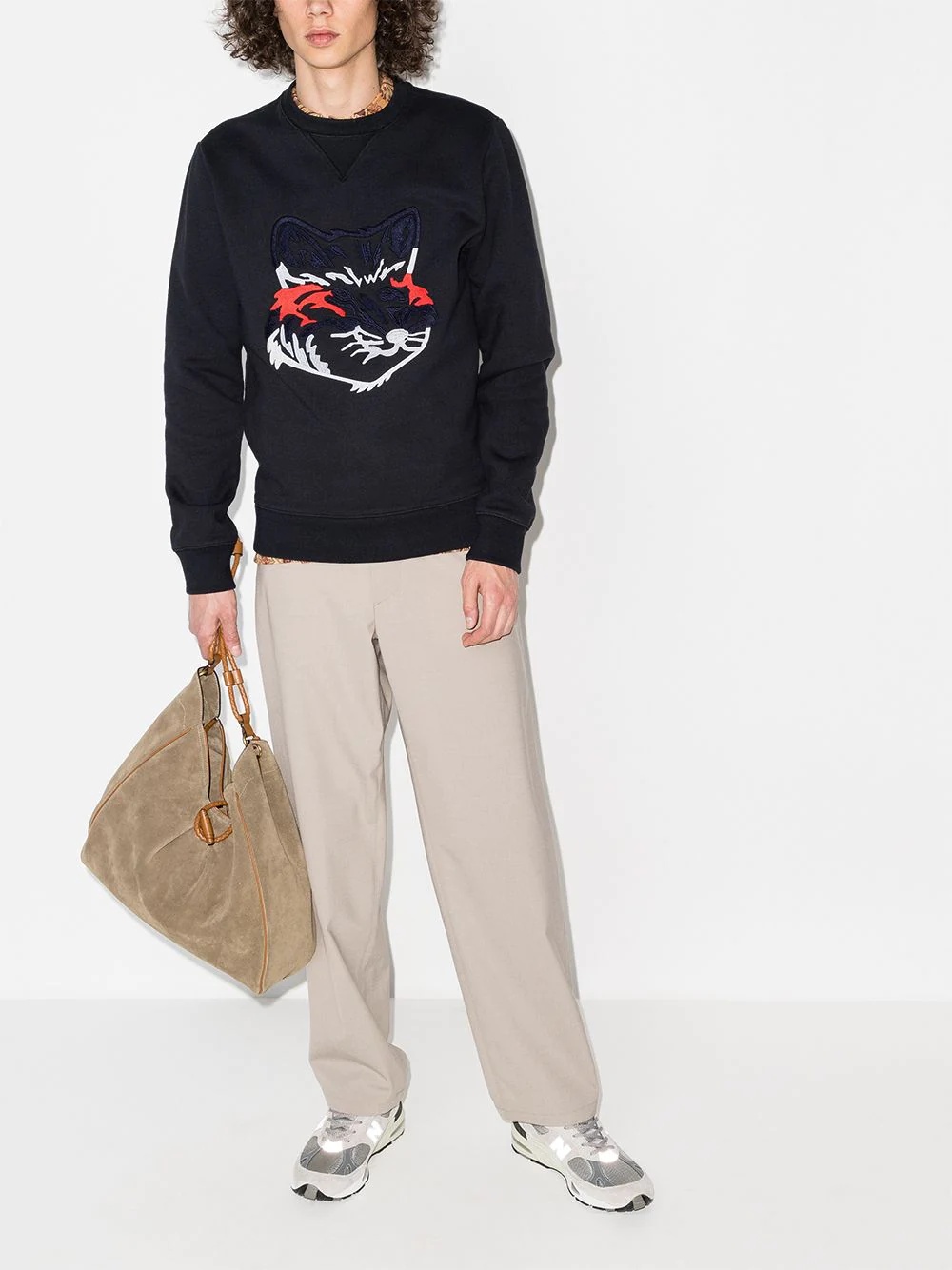 embroidered fox motif sweatshirt - 5