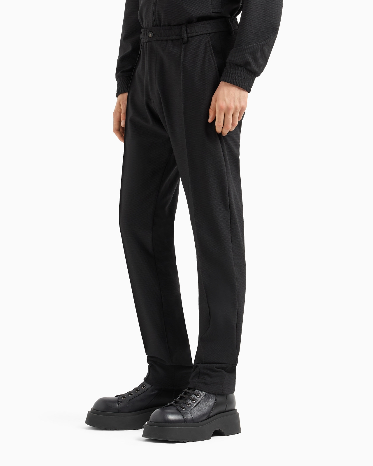 3D-effect micro-pattern technical-jersey trousers with ribbing - 2