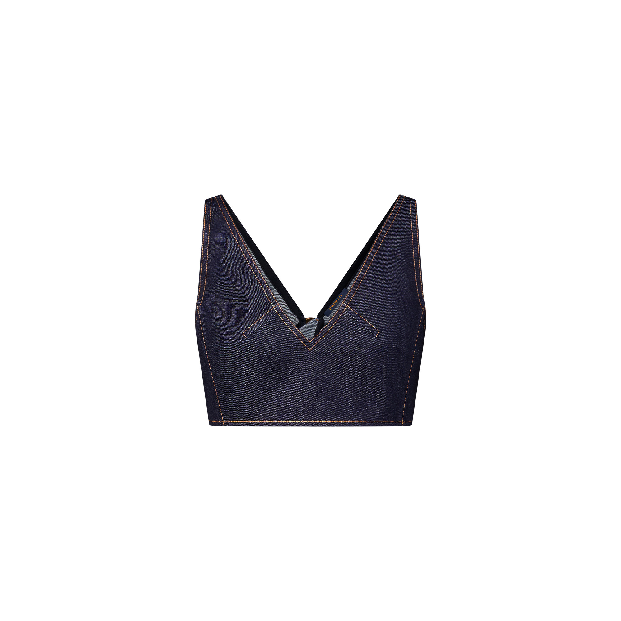 Denim V-Neck Crop Top - 1