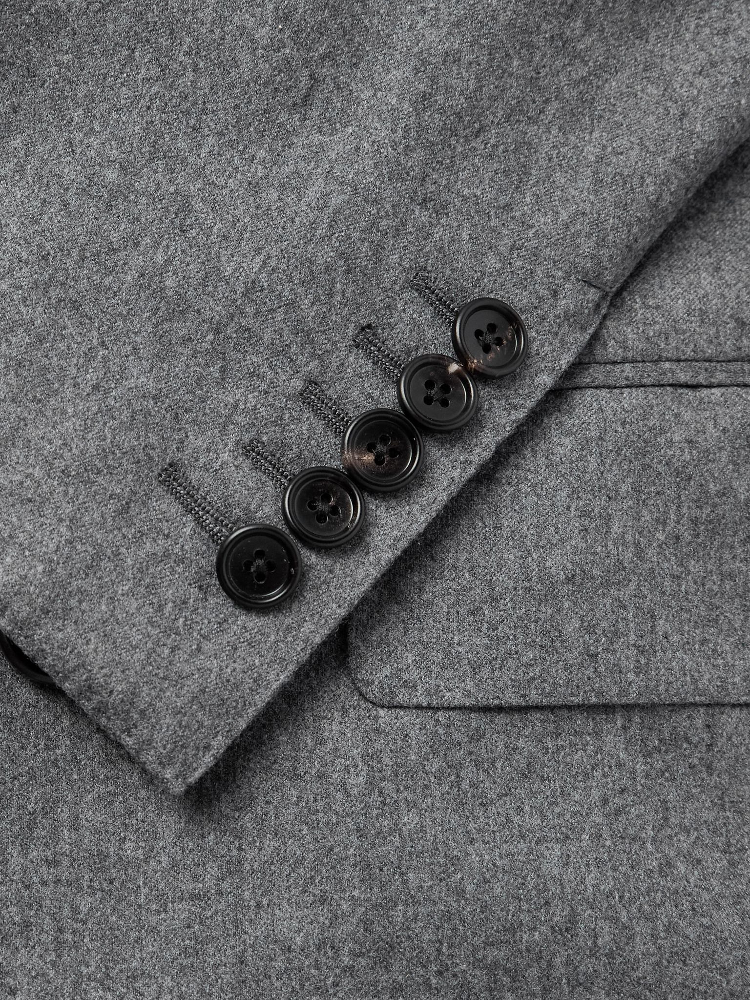 Dyllan Double-Breasted Wool-Flannel Suit Jacket Gray - 4