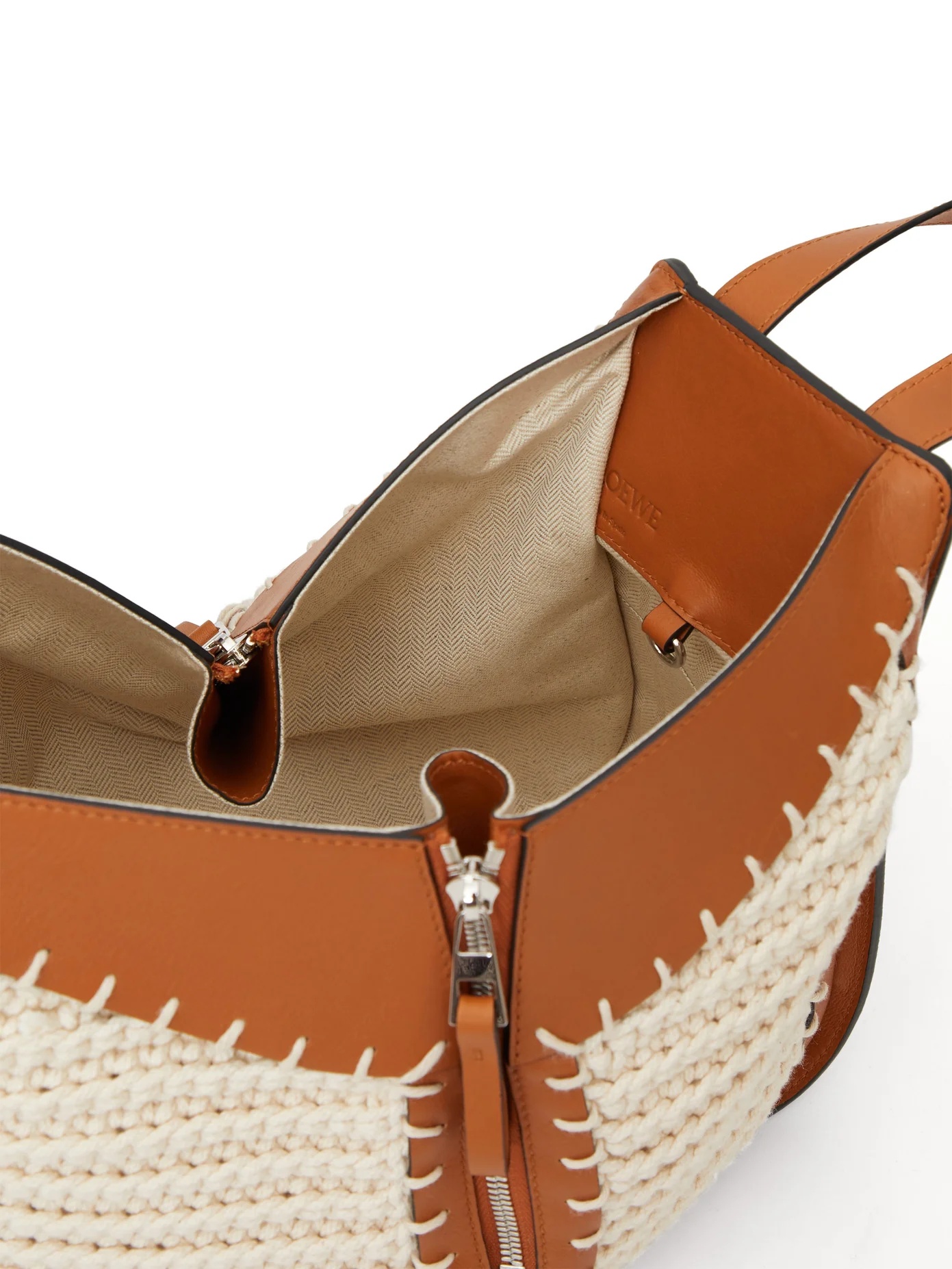 Hammock knitted-panels leather bag - 5